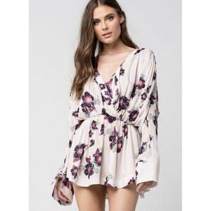 Free People Tunic Dress New Women's Size Medium Ivory Floral V-Neck Revolve